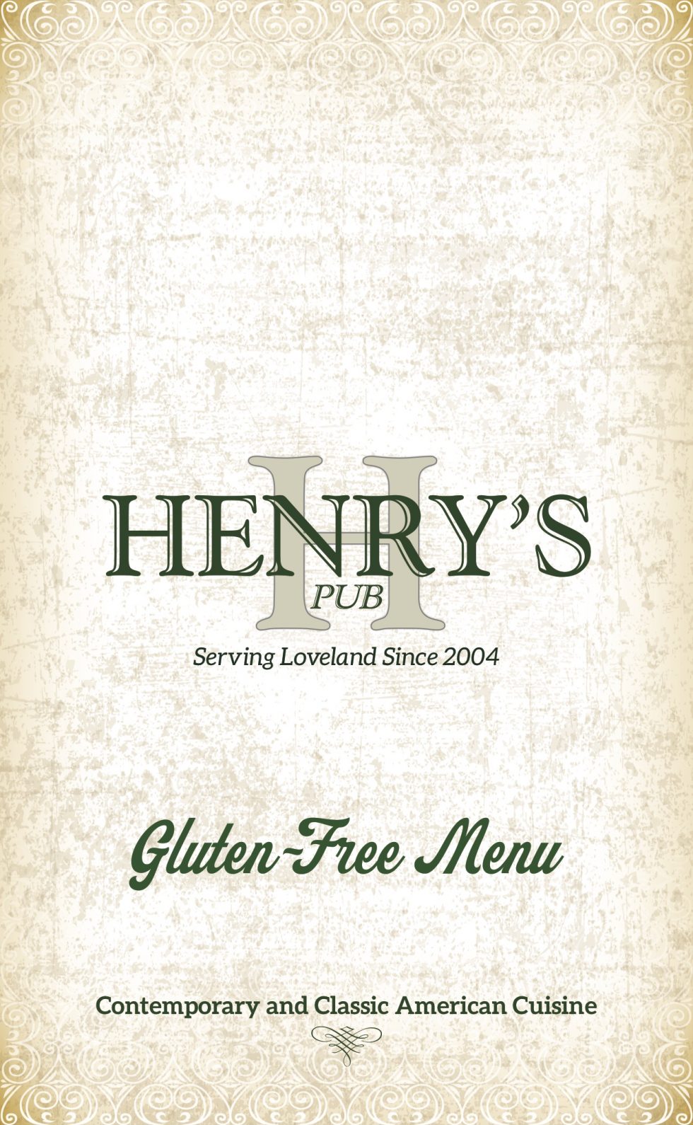 Gluten Free Menu Henry's Pub