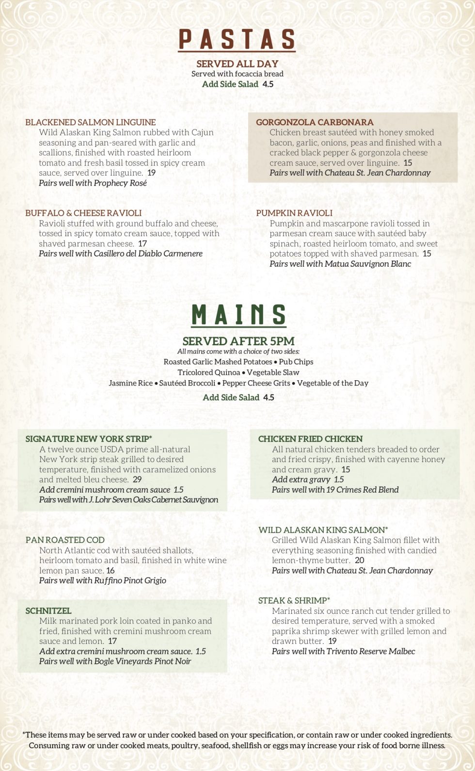 Food & Drink Menu Henry's Pub